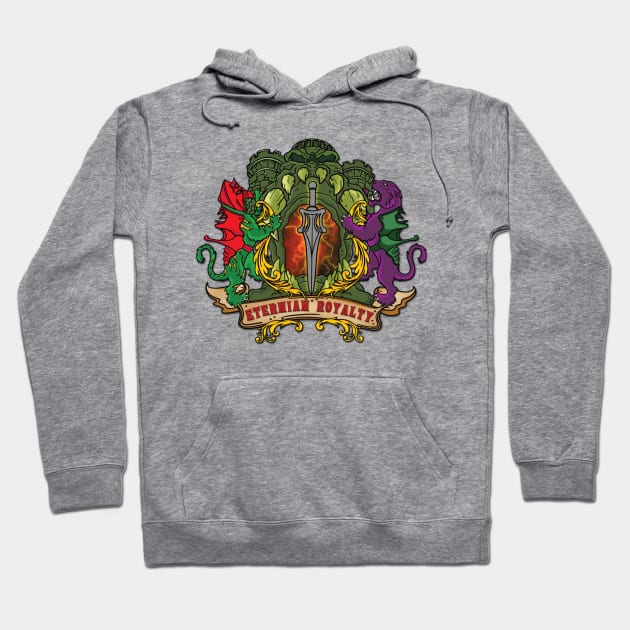 Red Text Variant- Eternian Royalty Crest Hoodie by Eternian Royalty 
